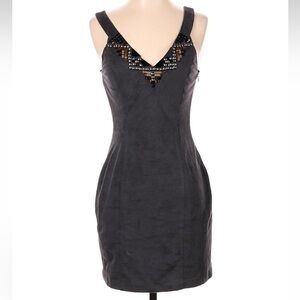 Bebe Addiction Collection Jeweled Grey Fitted Cocktail Party Dress Size Small S